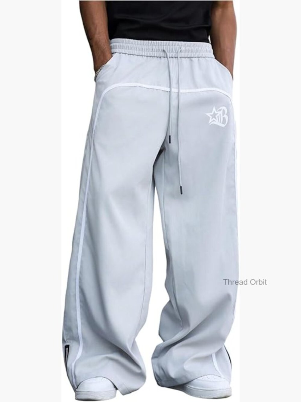 Men's Wide Leg Baggy Sweatpants Y2K Graphic Zip Hem Casual Track Pants